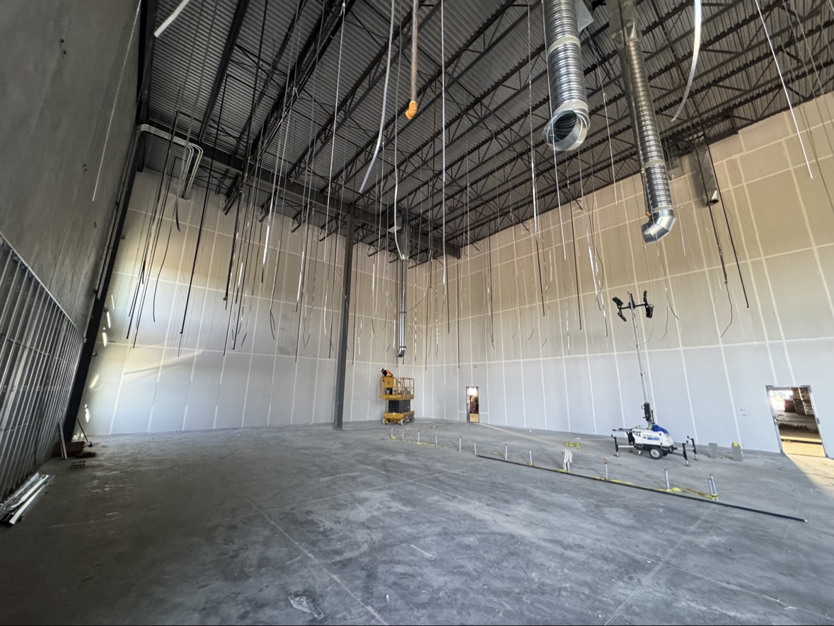 Drywall partitions in a large commercial space