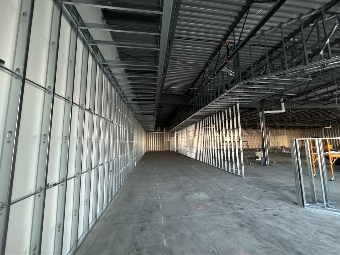 Steel stud corridor framing