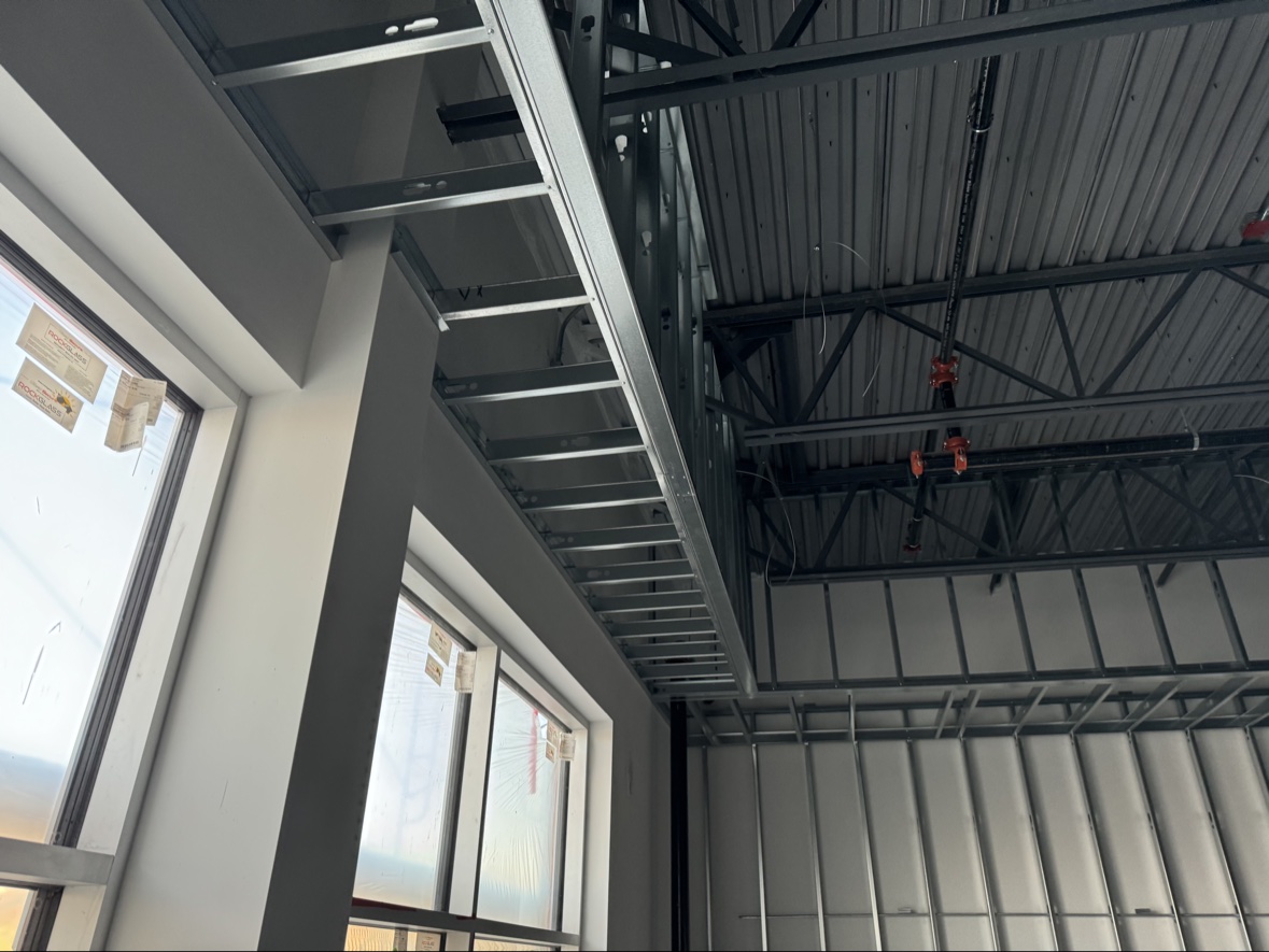 Interior steel ceiling framing