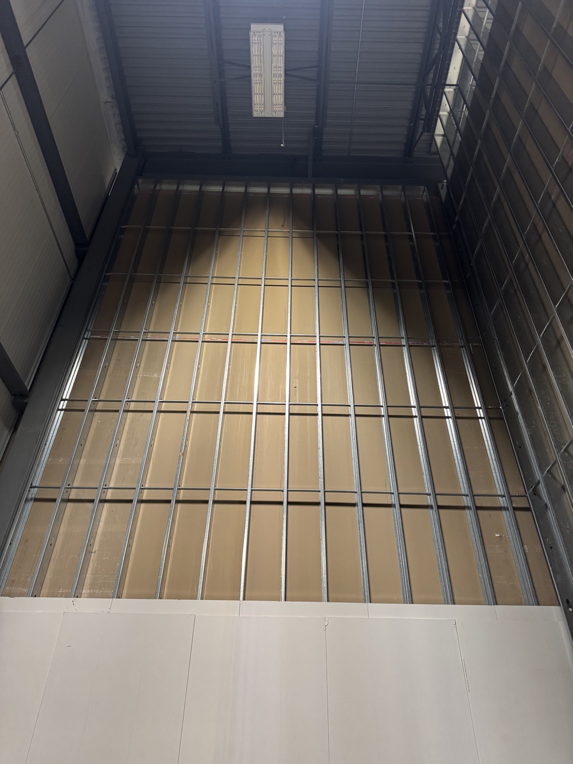 Interior steel stud partition framing